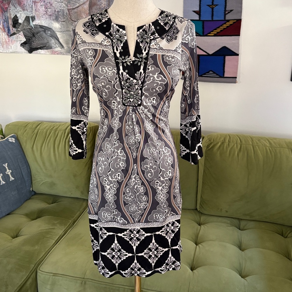 Hale Bob Silk Beaded Mini Dress - XS